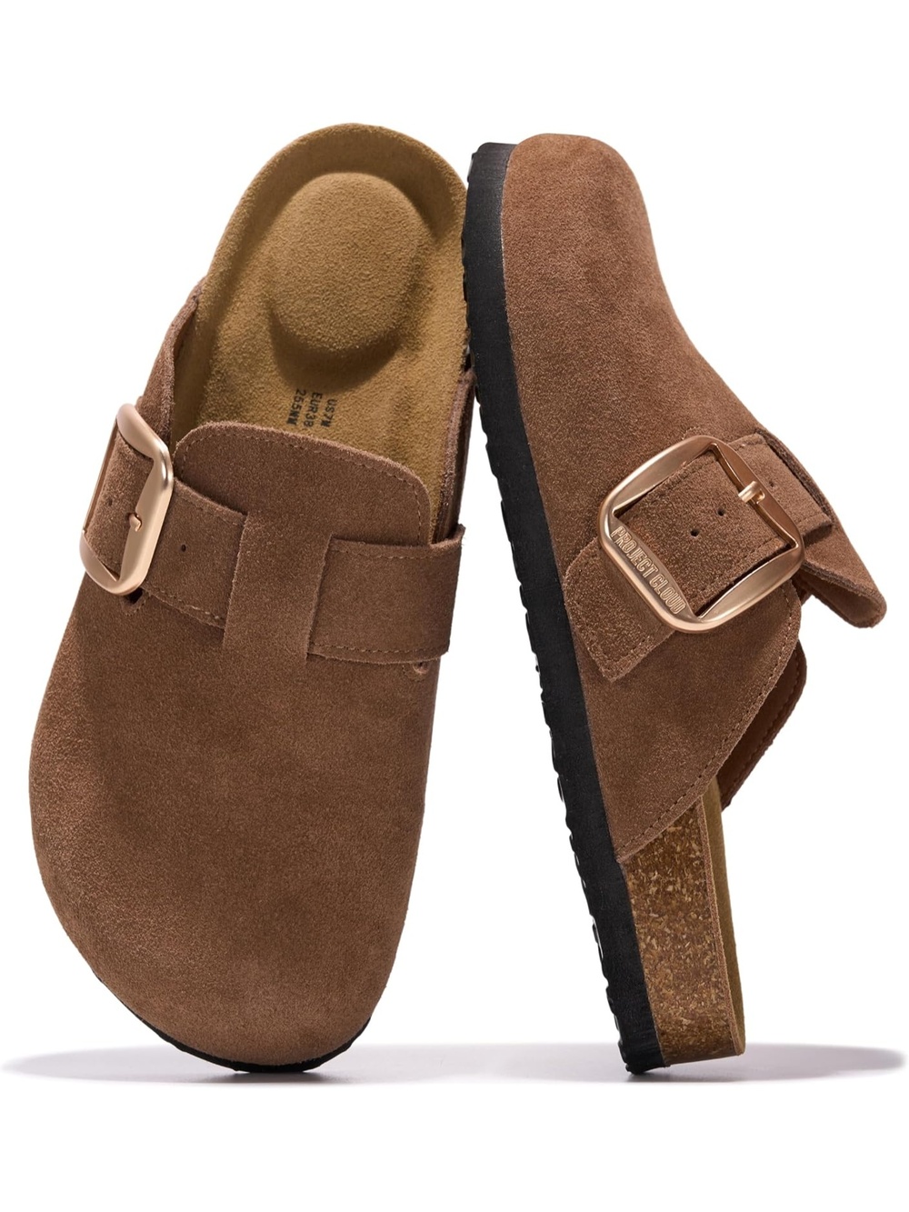 Women's Tobacco Suede Closed Toe Slip On Arch Platform Heel Mules Clogs Shoe